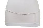 Ultra Skinny Rhinestones Belt Silver Metal Chain Fit Size XS S M